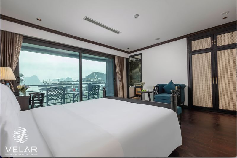 Velar of The Seas 2D1N Cruise: Ha Long Bay & Lan Ha Bay - Bright Cave: a small boat and a quiet lake