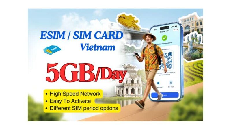 Vietnam: SIM CARD & ESIM With Mobile Data 5GB/Day - Good To Know