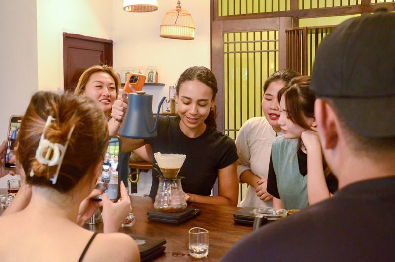 Vietnamese Coffee Workshop by Rose Kitchen in Ha Noi - Brewing by hand with a phin