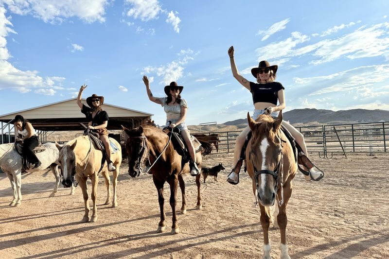 Wild West Sunset Horseback Ride with Dinner in Las Vegas - Leaving the casino lights for Moapa Valley