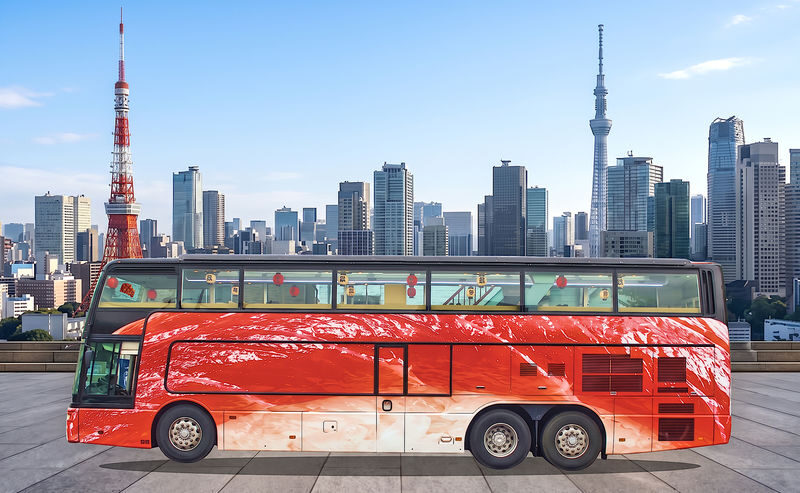 Worlds first! SUSHI BUS TOKYO (All you can eat revolving sushi) - Eating sushi while the city passes by