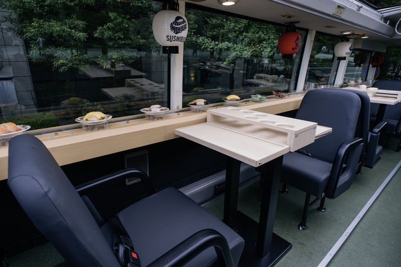 Worlds first! SUSHI BUS TOKYO (All you can eat revolving sushi) - Rain, children, and practical details
