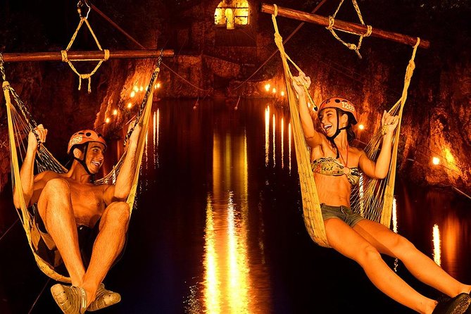 Xplor Fuego Night Adventure With Zip Lines, Rafting, and Caves  - Cancun - Meeting and Pickup