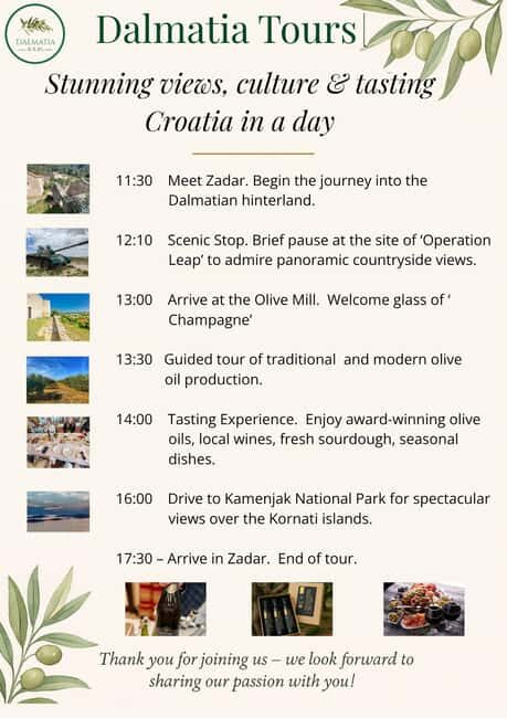 Zadar: Scenery, Oil, Wine, Food, History. Croatia in a day - Olive Oil & Mill Experience